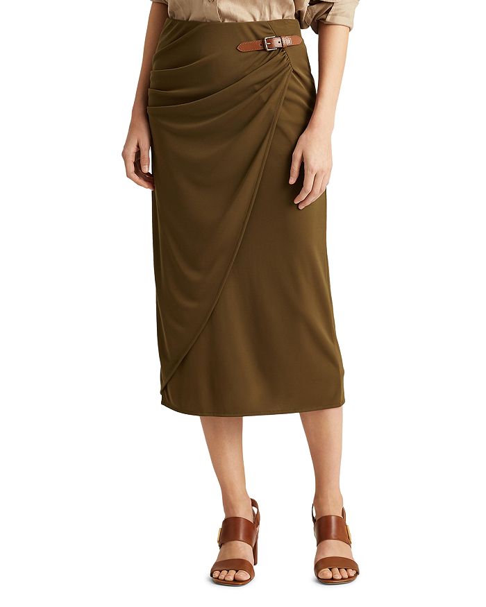 Ralph Lauren Buckled Faux-Wrap Midi Skirt | Bloomingdale's