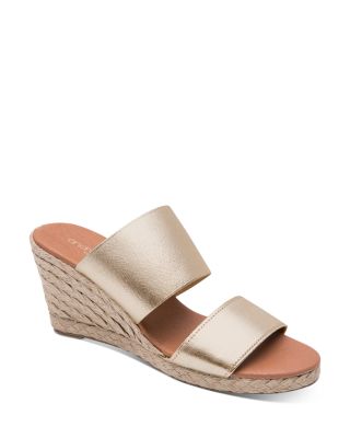 Sandales Gladiator à Plateforme ANDRE ASSOUS, Or Métallique Et Cuir Blanc, Taille US 9 - Occasion
