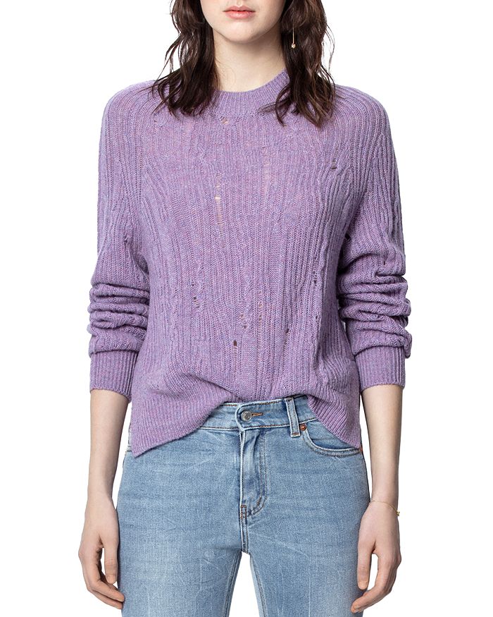 Zadig & Voltaire Lili Distressed Cashmere Sweater | Bloomingdale's