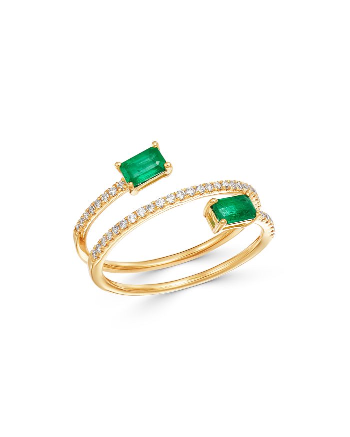 Bloomingdale's Emerald & Diamond Coil Ring In 14k Yellow Gold - 100% Exclusive In Emerald/gold
