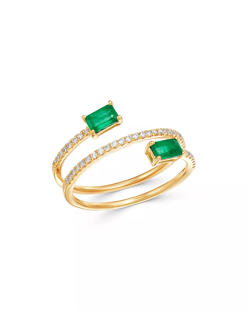 Bloomingdale's Fine Collection Emerald & Diamond Coil Ring in 14k Yellow Gold