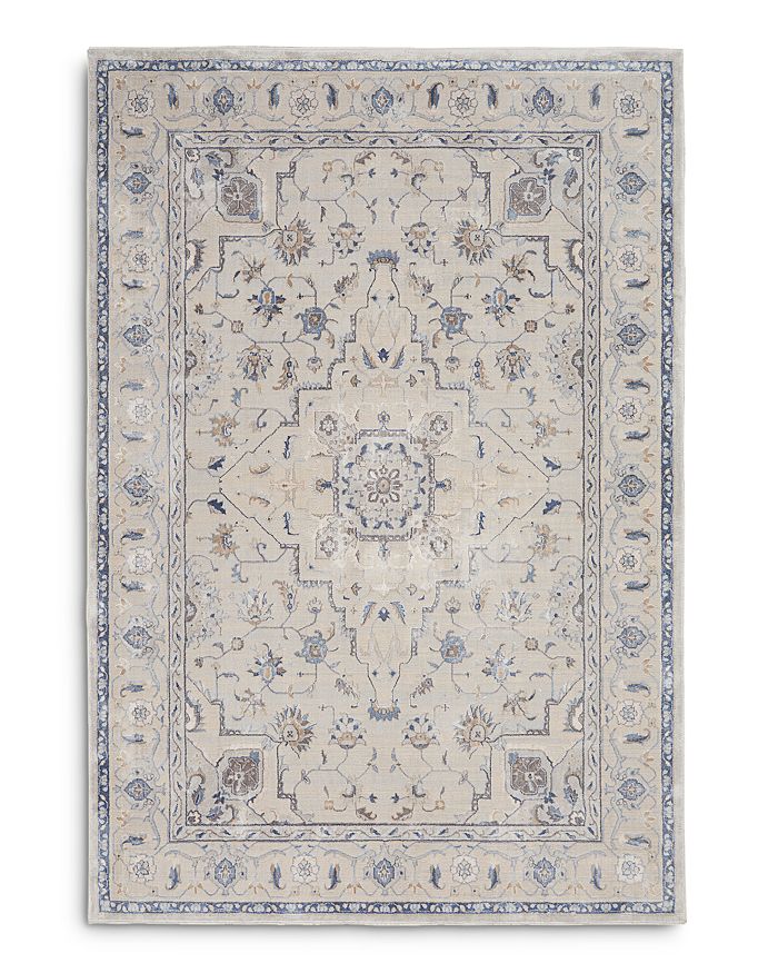 Nourison Silky Textures Sly08 Area Rug, 5'3 X 7'3 In Ivory/gray