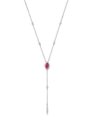Bloomingdale's Ruby & Diamond Lariat Necklace in 14K White Gold, 16-18 ...
