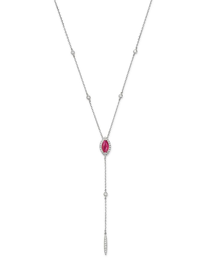 Bloomingdale's Ruby & Diamond Lariat Necklace In 14k White Gold, 16-18" - 100% Exclusive In Ruby/white
