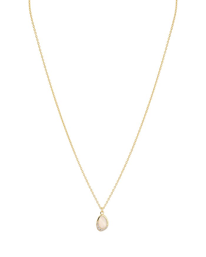Argento Vivo Pave & Mother-of-pearl Oval Pendant Necklace, 16-18 In Gold