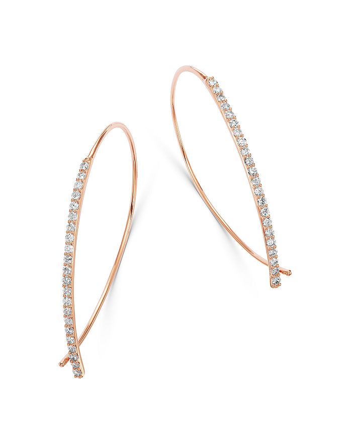 Bloomingdale's Micro-pave Diamond Threader Earrings In 14k Rose Gold, 0.50 Ct. T.w. - 100% Exclusive In White/rose Gold