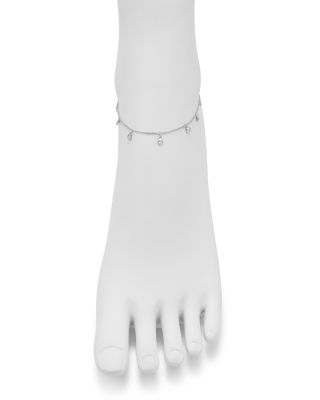Diamond Bezel Droplet Ankle Bracelet in 14K White Gold, 0.50 tcw 