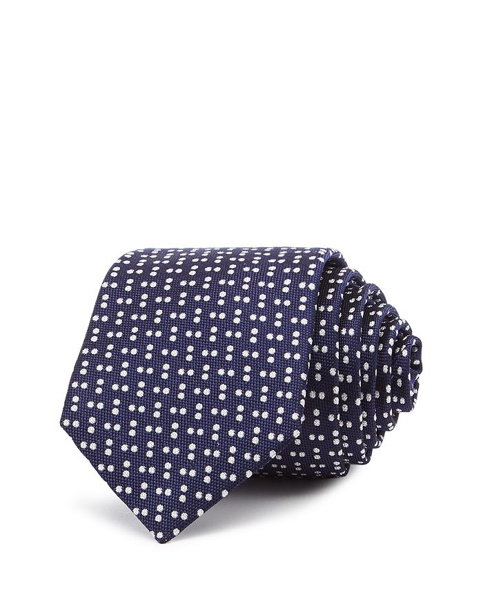Theory Roadster Minerva Scattered Dots Silk Skinny Tie In Blue