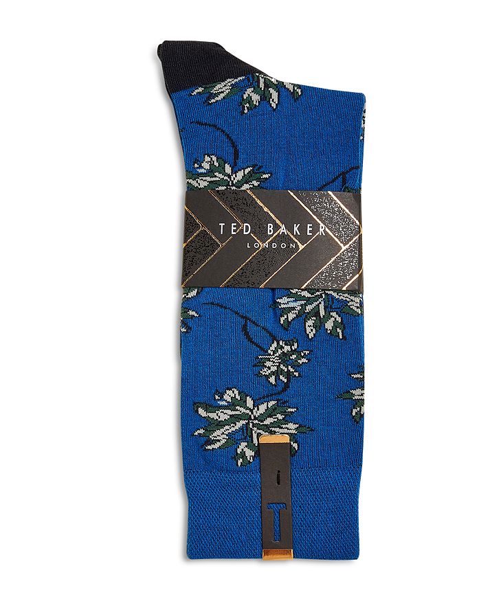 Ted Baker Mxs Khorus Leaf Design Socks In Blue