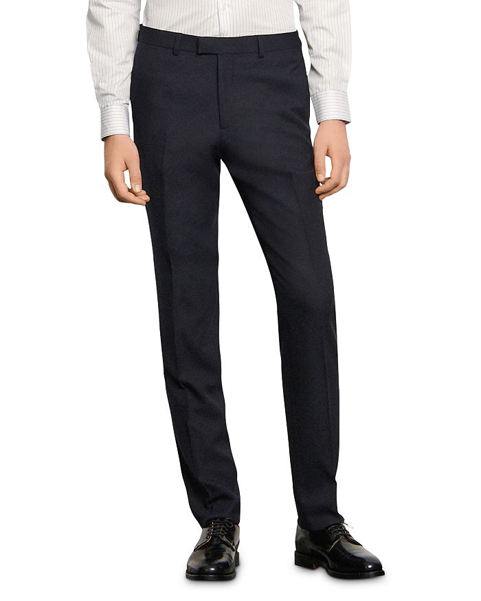 Sandro Mens Slim-fit Tapered Stretch-wool Trousers Navy Blue In Navy Blue