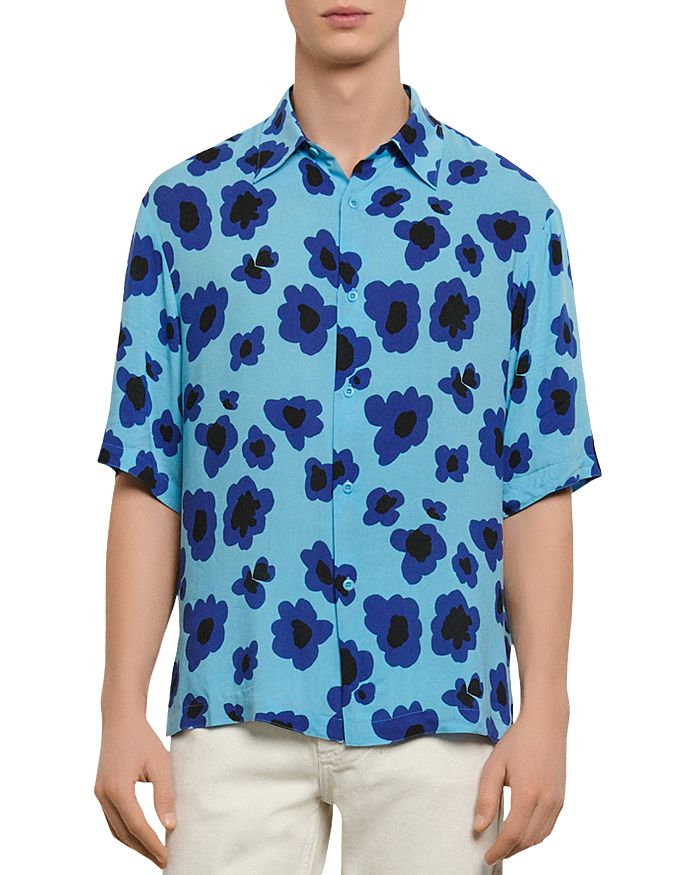 Sandro Poppies Print Casual Short Sleeve Button-Up Shirt | Bloomingdale's