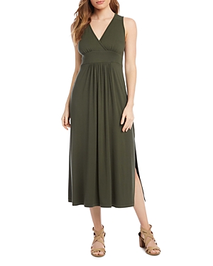 Karen Kane V-neck Midi Dress In Olive