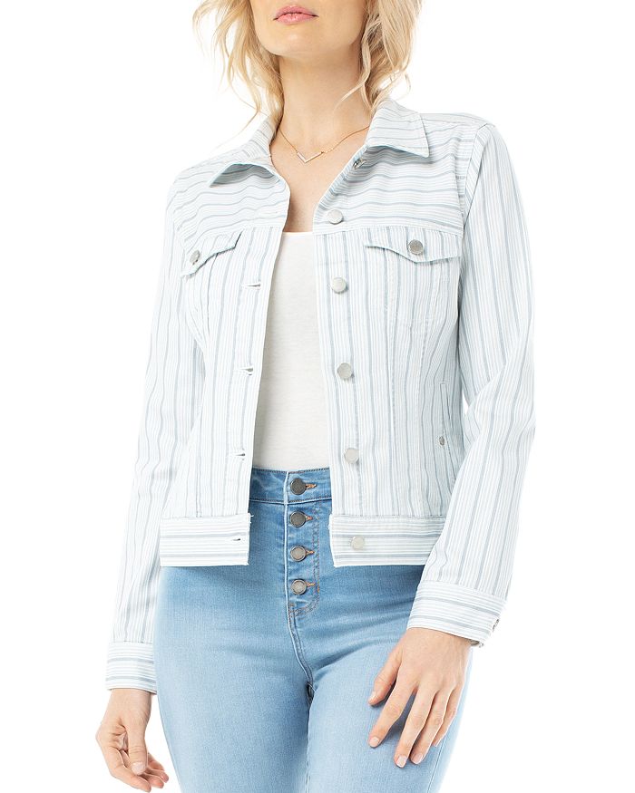 LIVERPOOL LOS ANGELES CLASSIC JEAN JACKET IN DAWN BLUE DOTTED STRIPE,LM1004QHP17