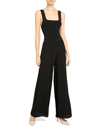 Theory Square Neck Ribbed Viscose Crepe Jumpsuit | Bloomingdale's