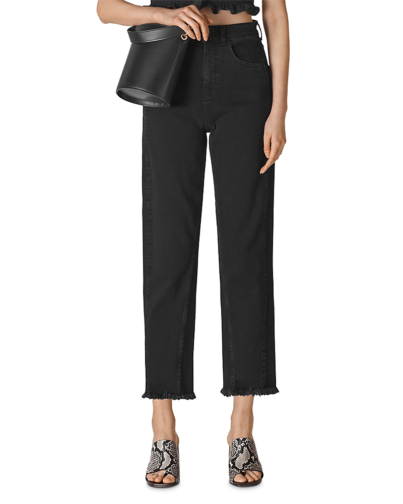 Whistles Womens Black Barrel-leg High-waist Stretch-denim Jeans In Black