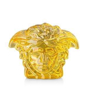 Versace Medusa Lumiere Crystal Paperweight In Amber