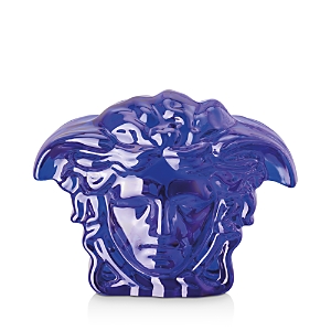 Versace Medusa Lumiere Crystal Paperweight In Blue