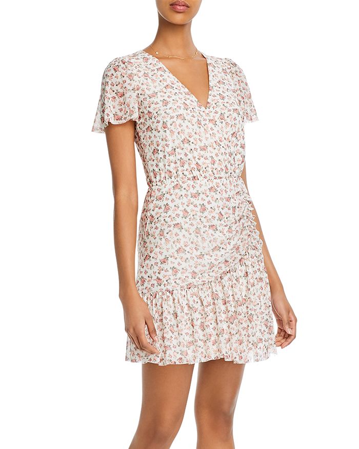 AQUA FLUTTER-SLEEVE MESH OVERLAY DRESS - 100% EXCLUSIVE 91842