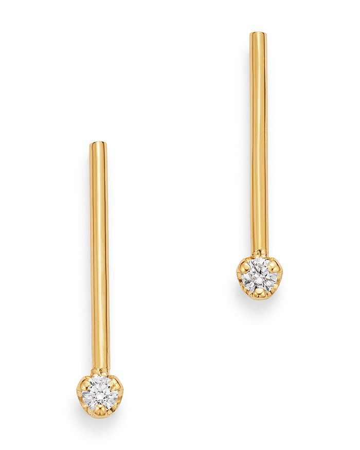 Zoë Chicco 14k Yellow Gold Prong Diamonds Diamond Matchstick Drop Earrings In White/gold