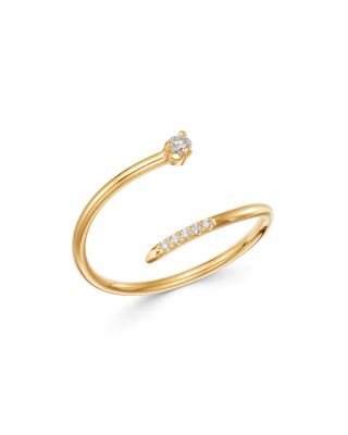 Zoe Chicco 14K Yellow Gold Prong Diamonds Diamond Bypass Ring