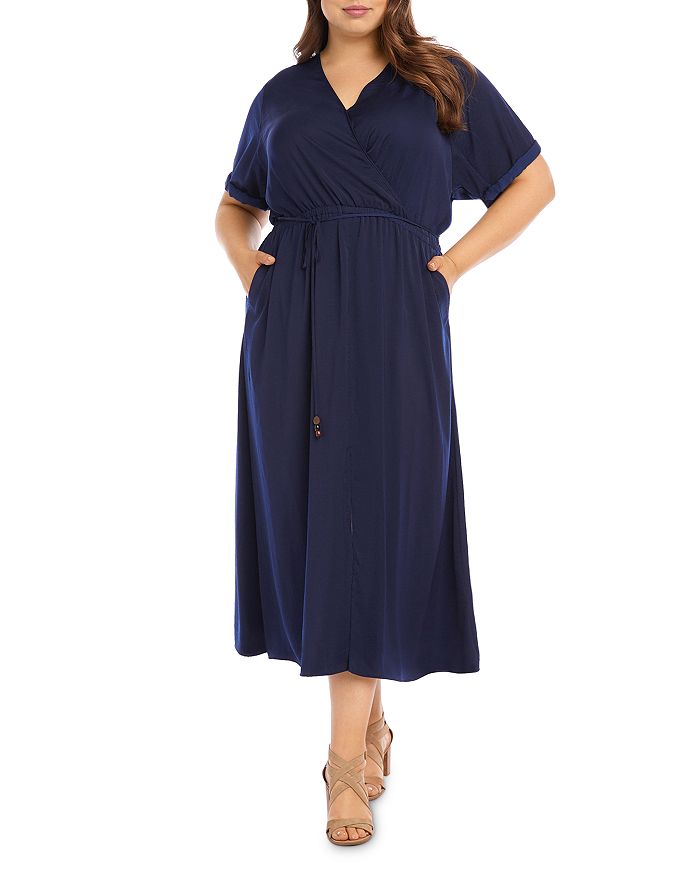 Karen Kane Plus Cuffed-Sleeve Midi Dress | Bloomingdale's