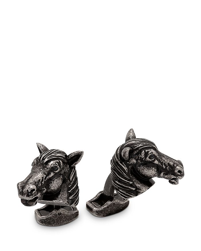 Tateossian Mirror Image Horse Cufflinks In Black