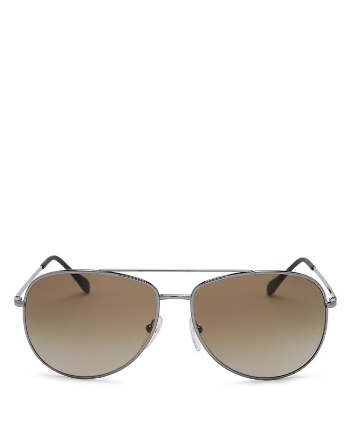 Prada Men's Brow Bar Aviator Sunglasses, 61mm In Gunmetal/gradient Brown