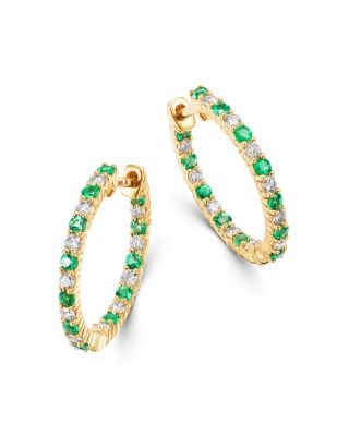 emerald and diamond hoop earrings