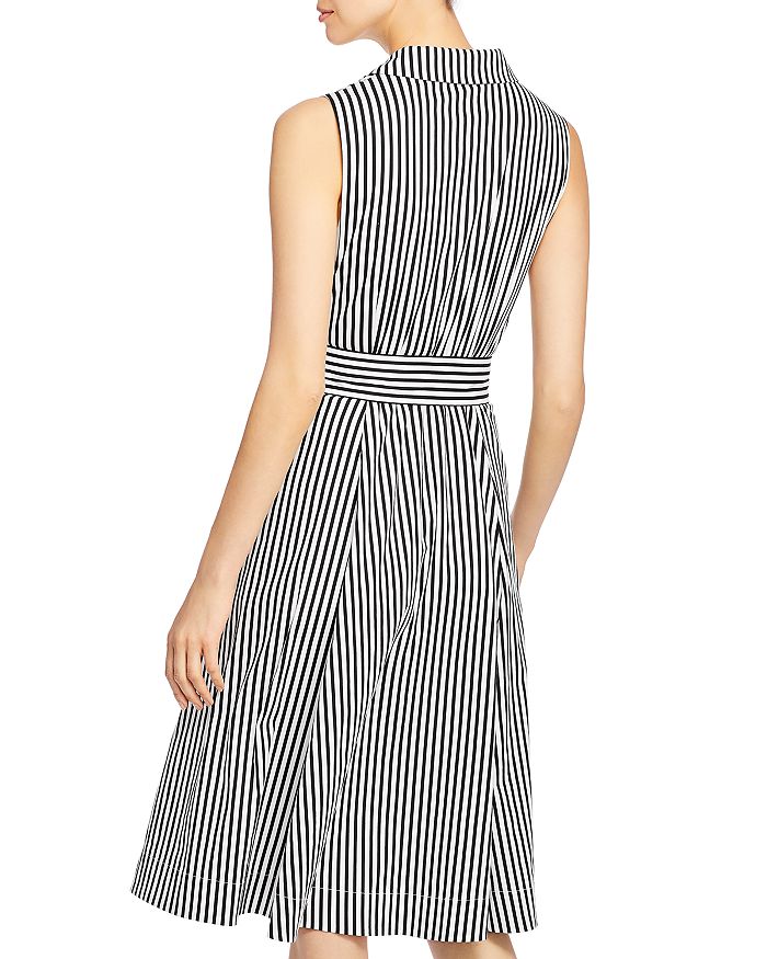 T Tahari - Striped Belted Shirt Dress