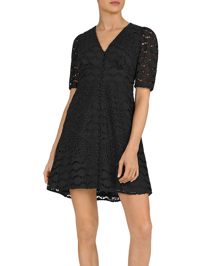 THE KOOPLES EMBROIDERED FIT-AND-FLARE DRESS,FROB20062K