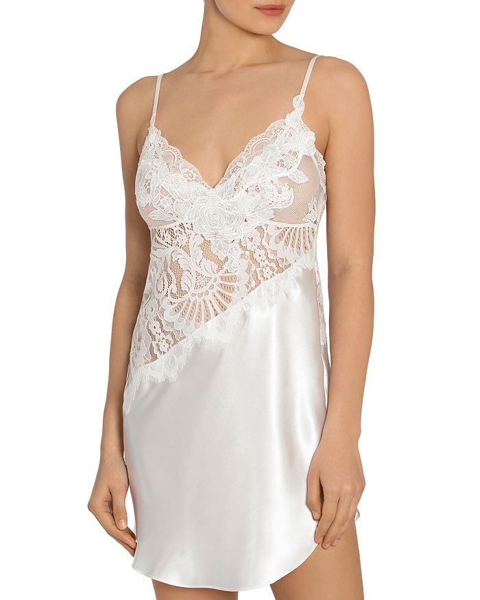 Jonquil Asymmetric Lace Chemise Nightgown In Ivory