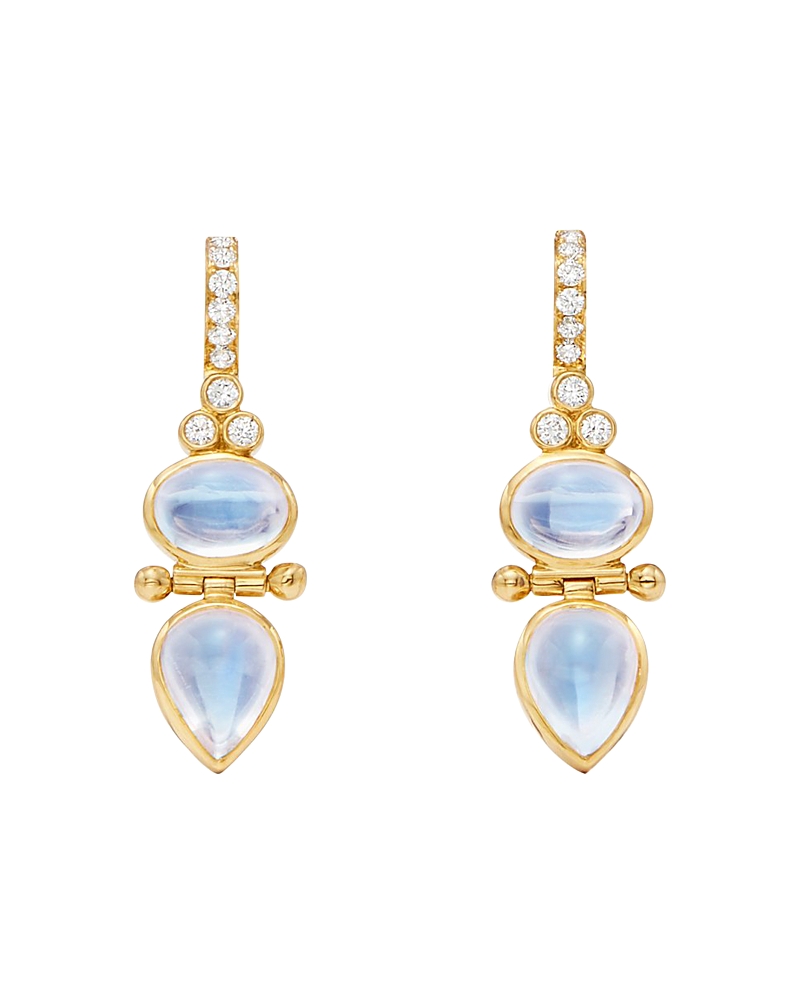 Temple St. Clair 18K Yellow Gold Moonstone & Diamond Drop Earrings