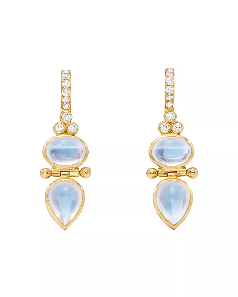 Temple St. Clair 18K Yellow Gold Moonstone & Diamond Drop Earrings