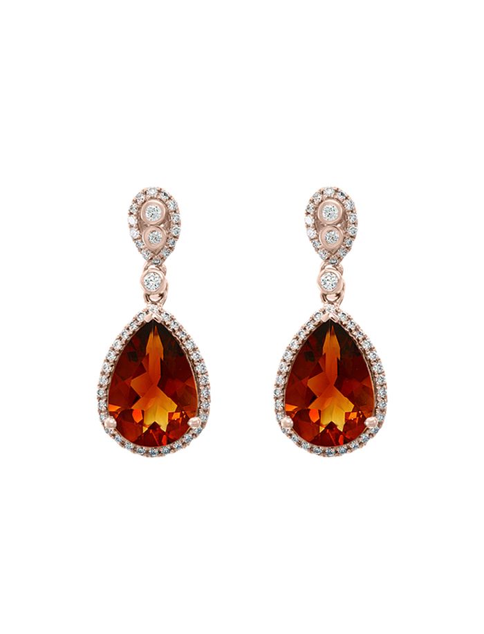 Bloomingdale&#39;s Madeira Citrine & Diamond Drop Earrings In 14k Rose Gold - 100% Exclusive In ...
