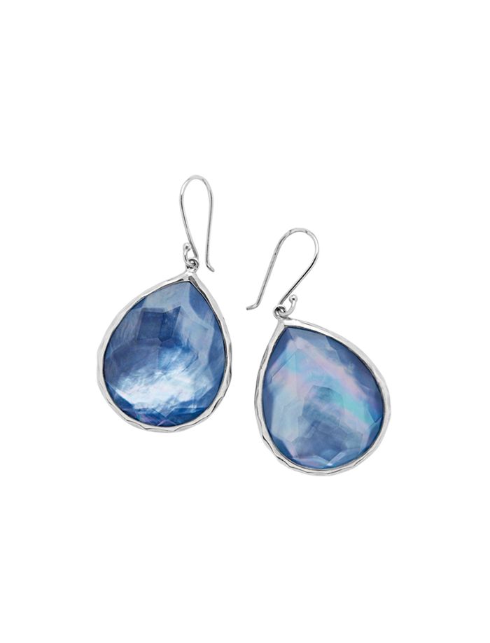 Shop Ippolita Sterling Silver Rock Candy Mother-of-pearl & Lapis Doublet Teardrop Earrings In Blue/silver