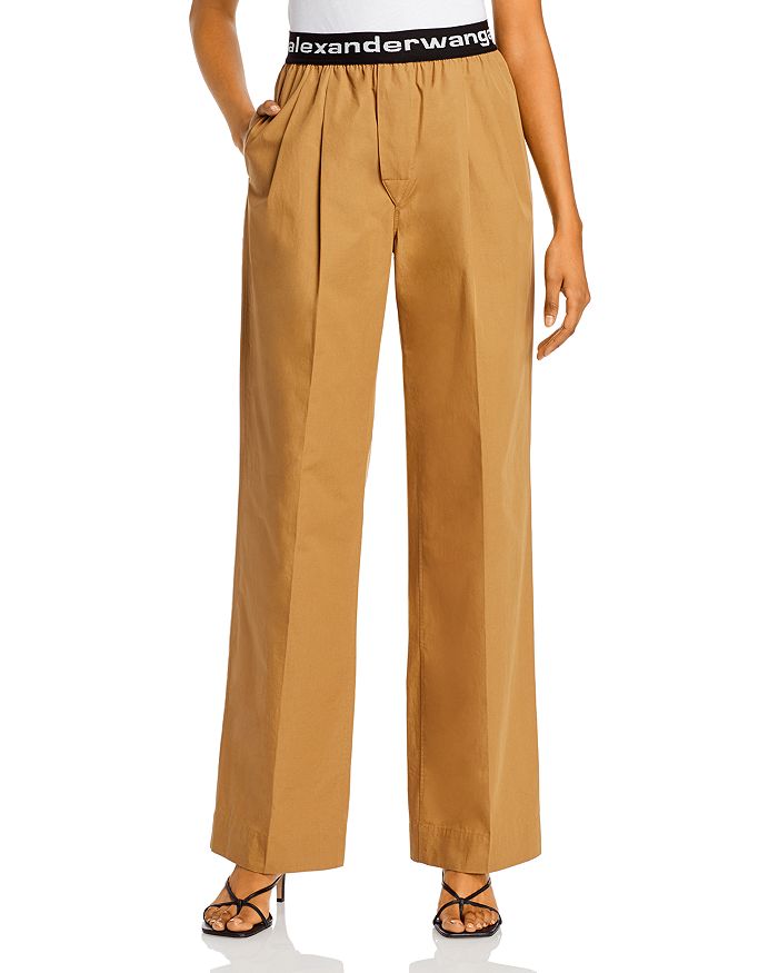 ALEXANDER WANG T ALEXANDERWANG.T PULL-ON PLEATED COTTON trousers,4WC2204047