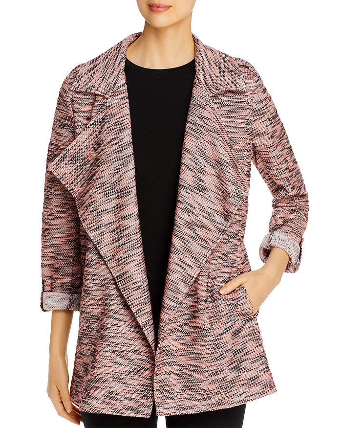 Bagatelle Tweed Open-front Jacket In Coral Multi