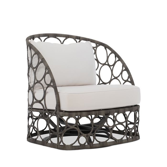 Bernhardt Bali Swivel Outdoor Chair In White/whicker