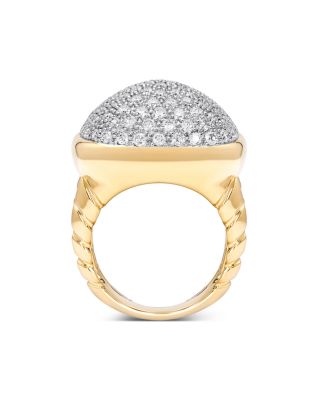 18K Yellow Gold Tigella Diamond Pav&eacute; Dome Ring