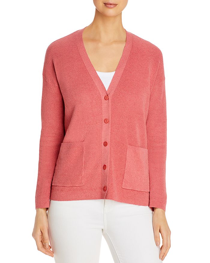Eileen Fisher Organic Linen Blend Boyfriend Cardigan Bloomingdale s
