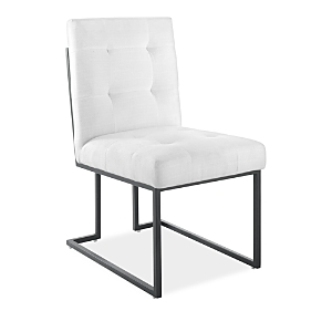 Modway Privy Black Stainless Steel Upholstered Fabric Dining Chair In White
