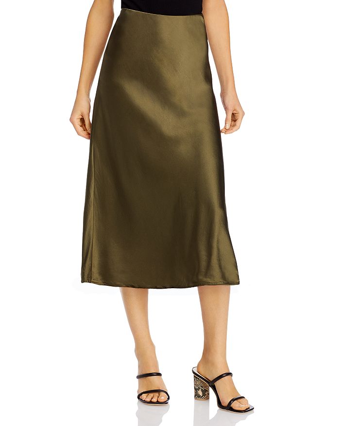Frame Washable Silk Maxi Skirt In Military