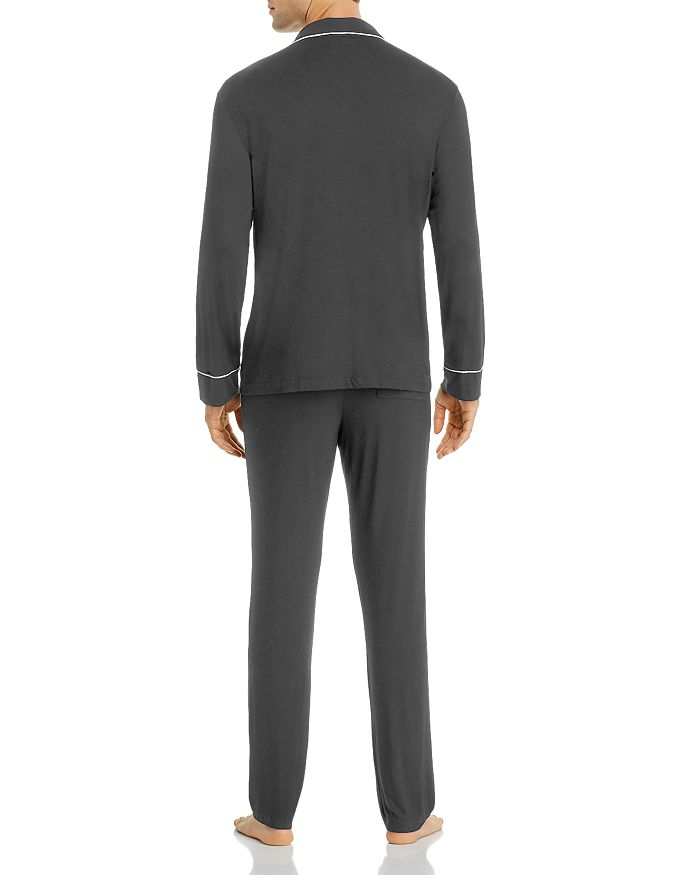 Eberjey William Contrast-piping Stretch-jersey Pyjama Set In Charcoal/ivory