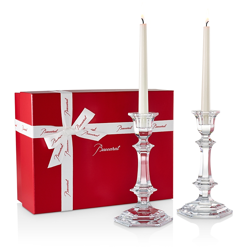 Baccarat Harcourt Candlestick Holders, Set Of 2 In Clear