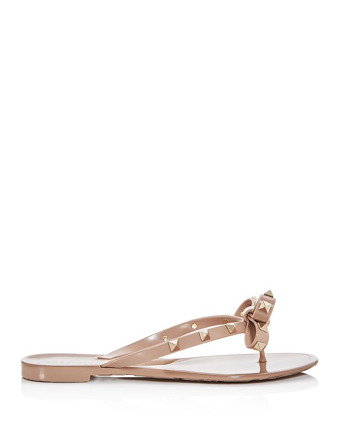Shop Valentino Women's Summer Rockstud Pvc Thong Sandals In Poudre