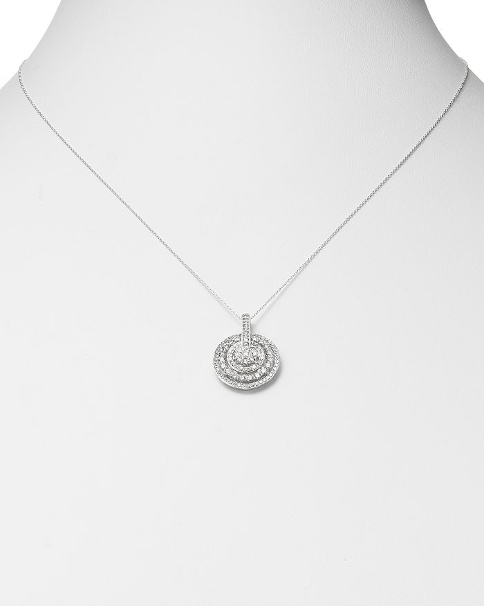 Shop Bloomingdale's Diamond Round Cluster Pendant Necklace In 14k White Gold, 1.0 Ct. T.w. - 100% Exclusive