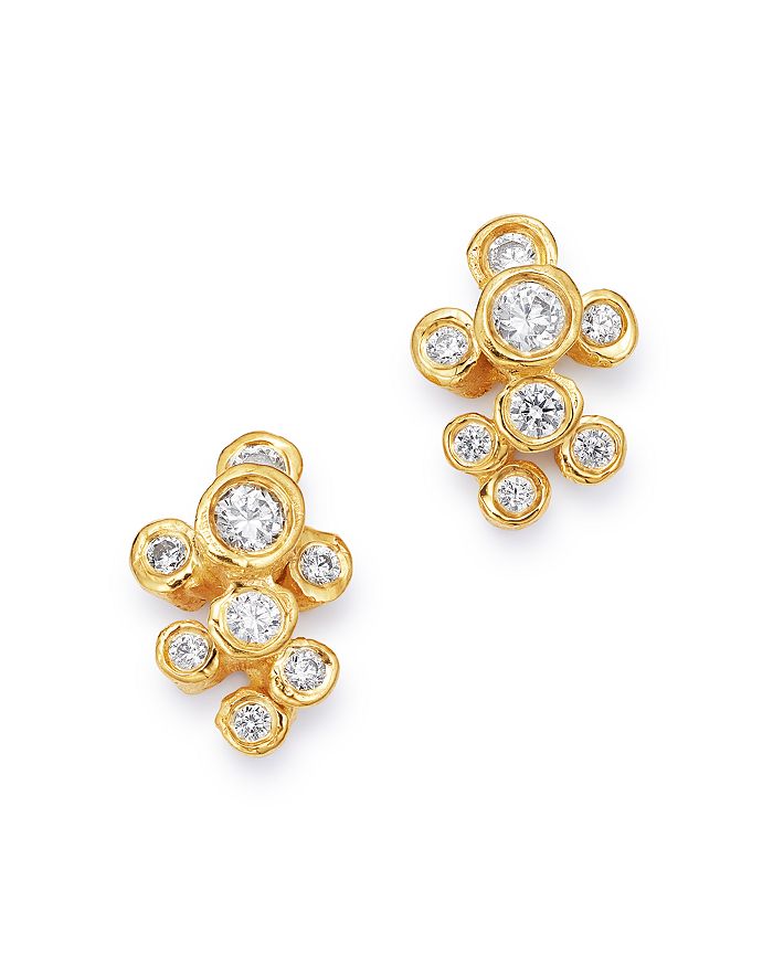 Bloomingdale's Diamond Scatter Cluster Stud Earrings In 14k Yellow Gold
