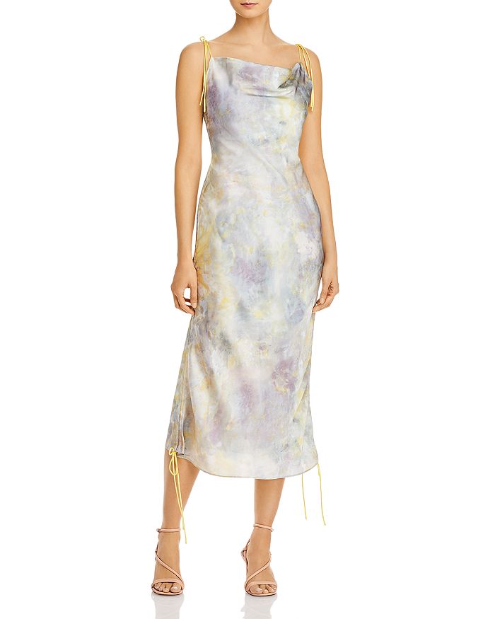 Opt Gaja Ruched Cowl Neck Dress In Multi