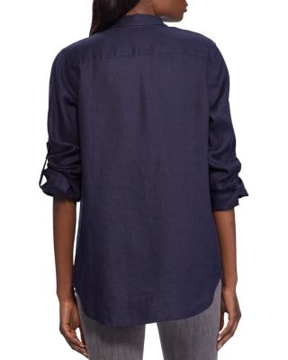 Linen Long Sleeve Collared Button Down Shirt, Regular & Petite