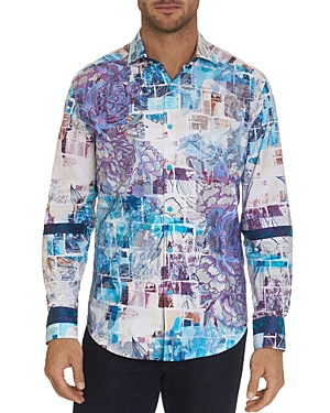 Robert Graham Motostalgia Limited Edition Cotton Floral Print Embroidered Classic Fit Button-Down Shirt